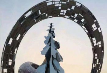 广西不锈钢松树祥云雕塑