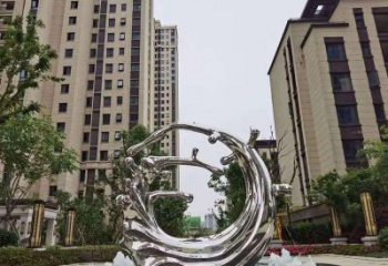 广西不锈钢海浪喷泉雕塑精美雕刻，灿烂绚烂