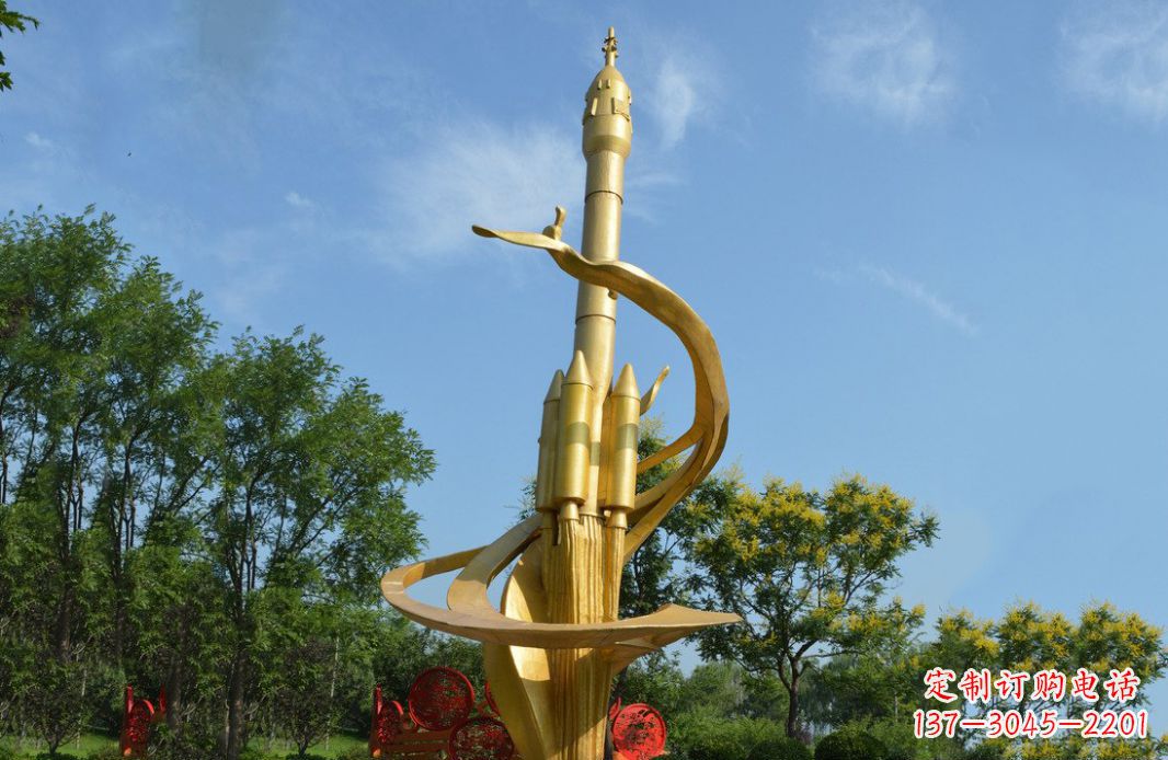 广西火箭飞向蓝天不锈钢火箭广场景观雕塑