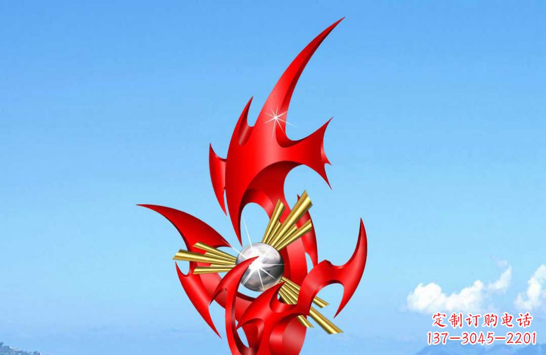 广西不锈钢火苗抽象景观雕塑给城市添彩