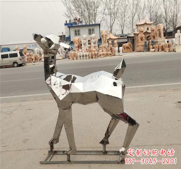 广西不锈钢几何小鹿雕塑精美艺术品