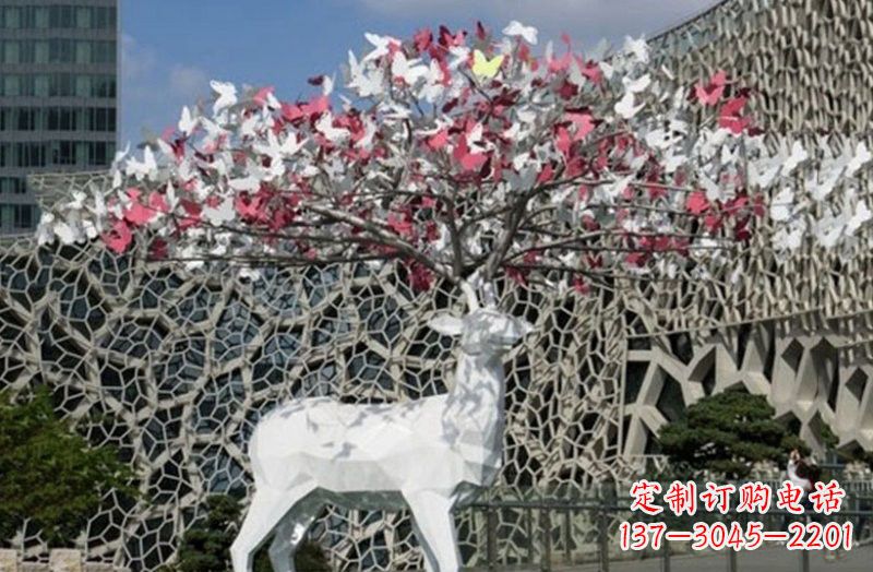 广西不锈钢几何小鹿雕塑精致之美