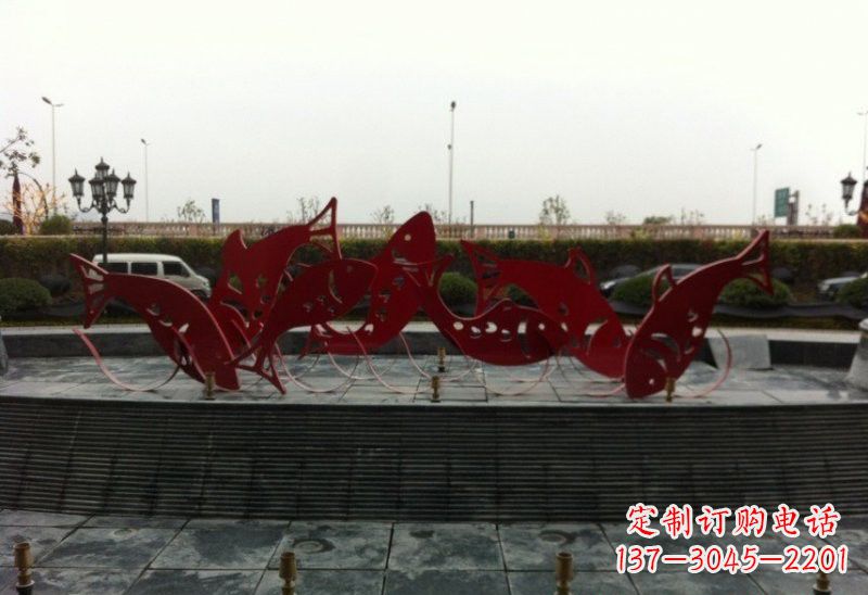 广西不锈钢剪纸鲤鱼雕塑精巧美观