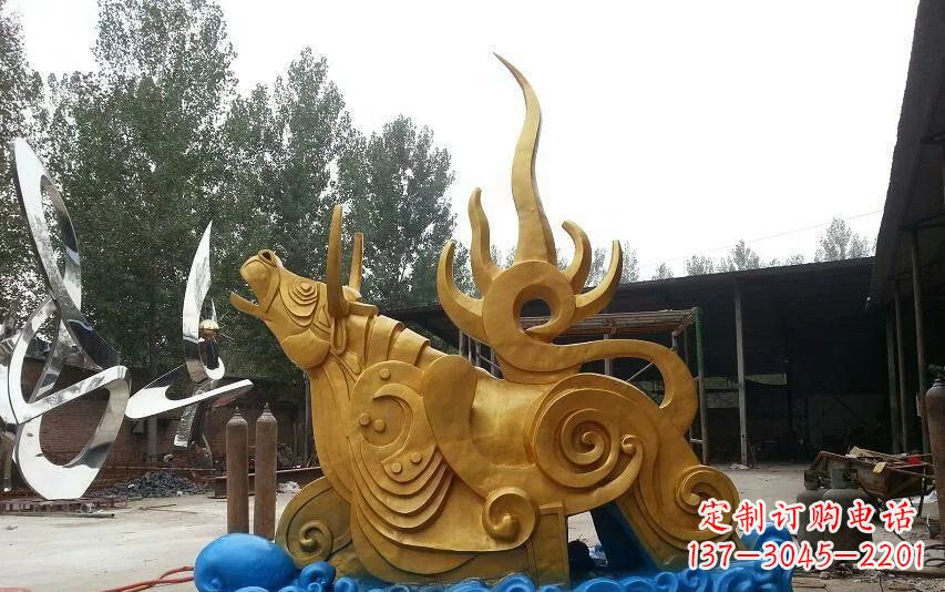 广西不锈钢金牛卧波雕塑——传承文化的艺术瑰宝