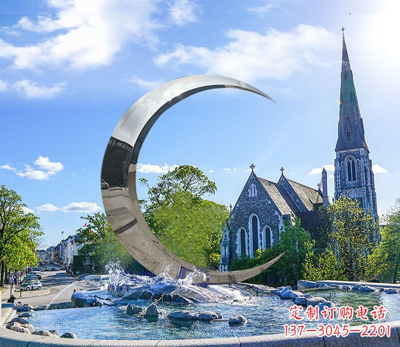 广西不锈钢景观月亮雕塑精美绝伦