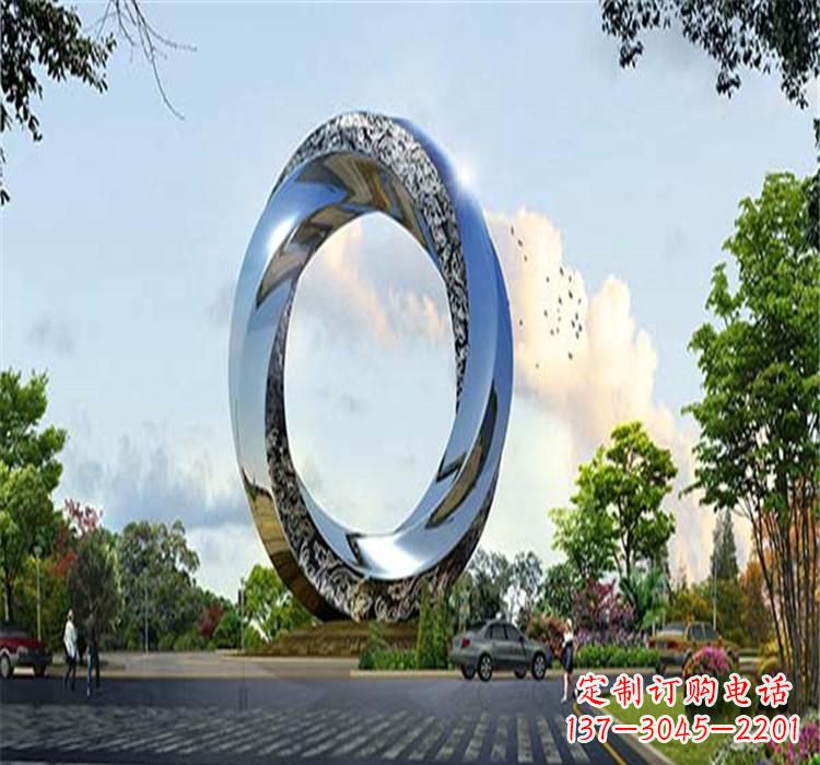 广西不锈钢圆环雕塑美丽的空间装饰