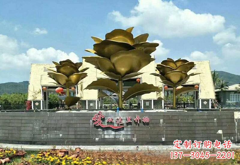 广西不锈钢玫瑰雕塑美丽的艺术品