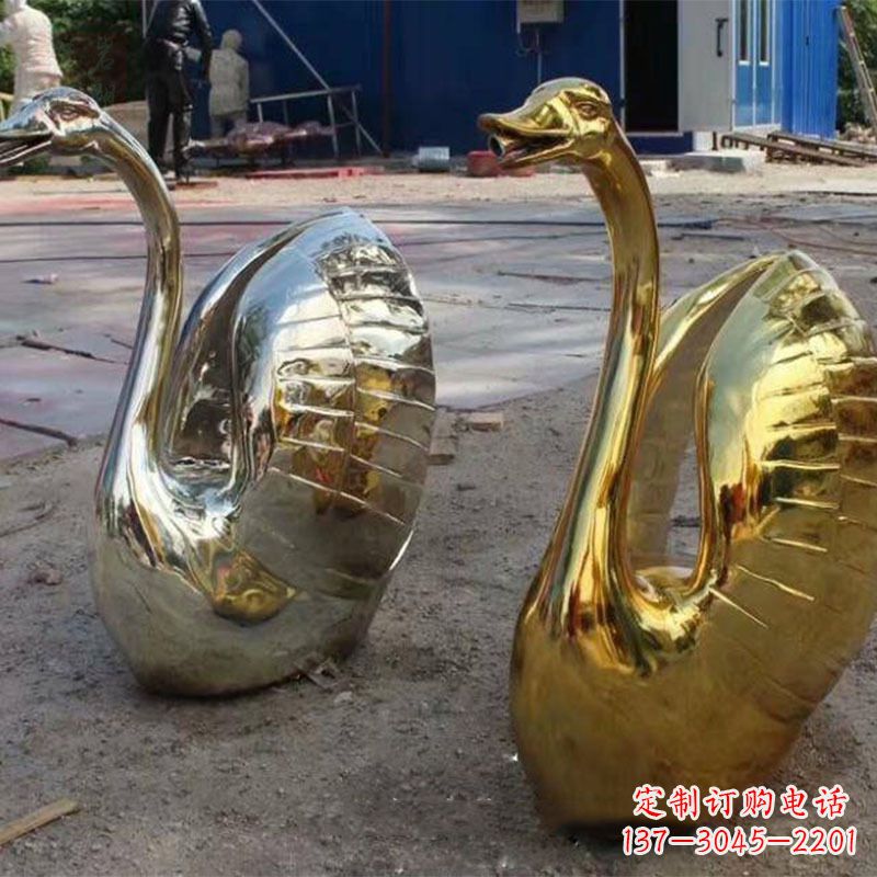 广西不锈钢天鹅雕塑精美而绚丽