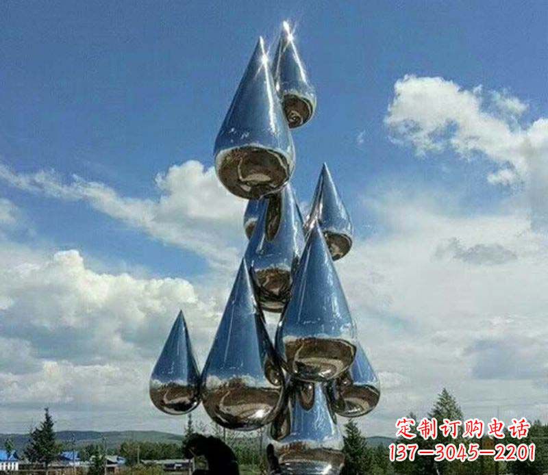 广西不锈钢镜面大型水滴雕塑——艺术精美、精致优雅