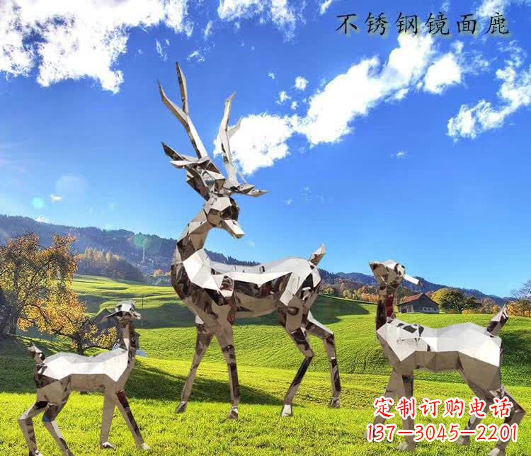 广西不锈钢鹿精美的动物雕塑
