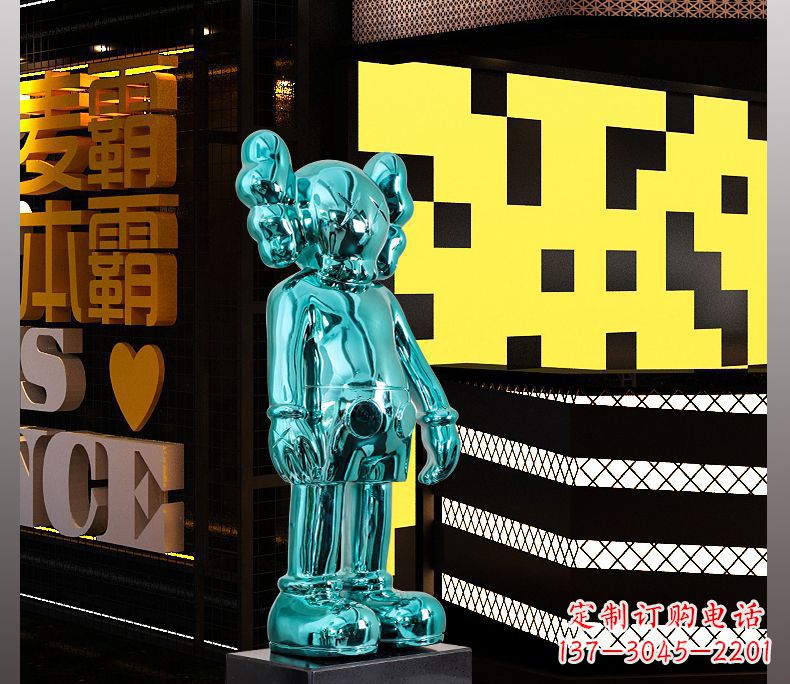 广西不锈钢蓝色机器人雕塑引领未来的艺术品