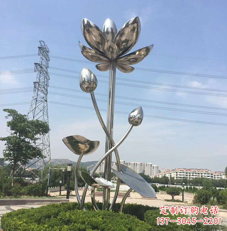 广西不锈钢莲花雕塑美丽的象征