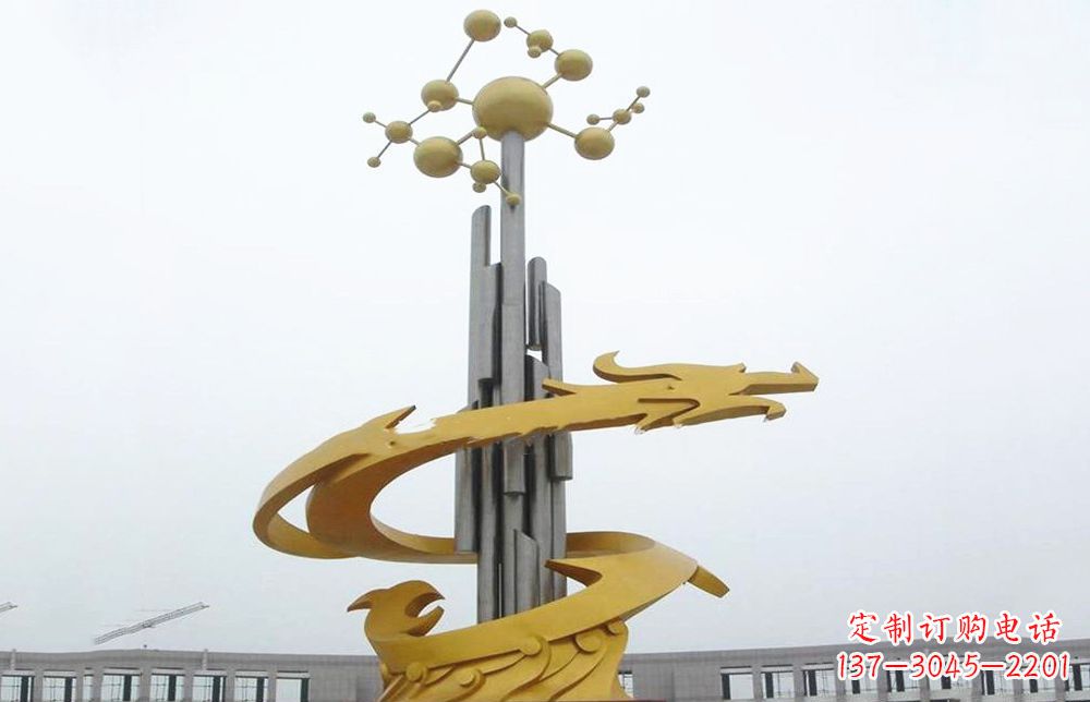 广西龙雕塑——点缀不锈钢城市景观