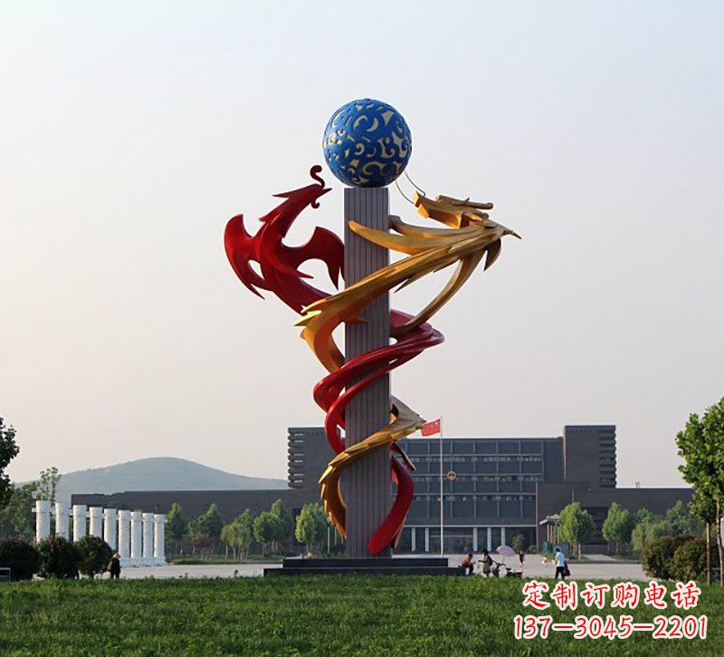 广西不锈钢龙凤雕塑神秘而又神奇