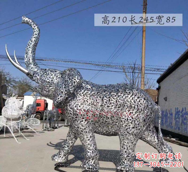 广西不锈钢镂空大象雕塑精美绝伦的艺术品