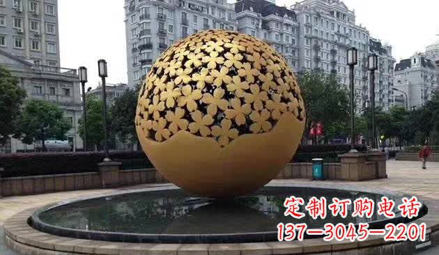 广西不锈钢镂空球喷泉雕塑——精致美观