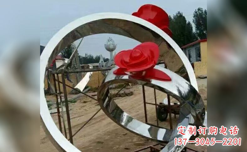 广西不锈钢玫瑰花戒指雕塑