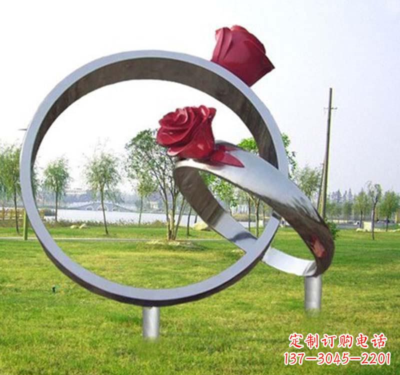广西精美不锈钢玫瑰戒指雕塑