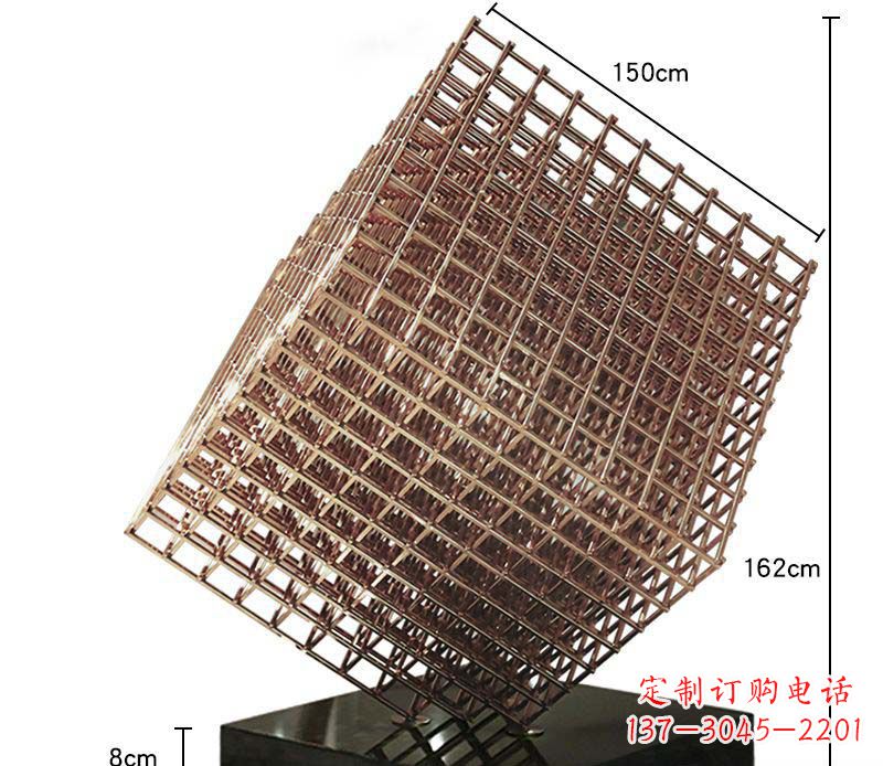 广西玫瑰金色几何雕塑