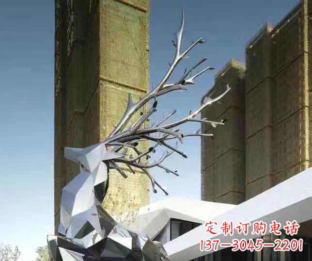 广西梅花鹿雕塑美丽的景观和动物雕塑