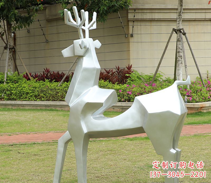 广西不锈钢美陈动物雕塑——鹿