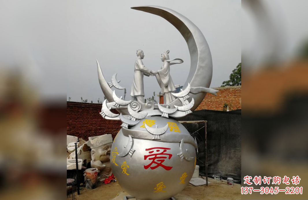 广西不锈钢牛郎织女雕塑爱情永存