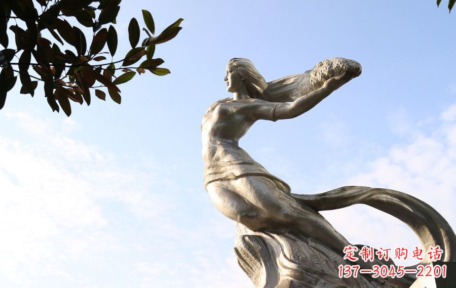 广西女娲传承中华神话的不锈钢雕塑