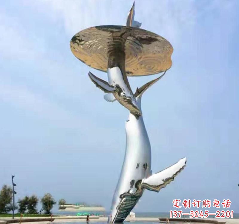 广西不锈钢海豚雕塑精美的艺术品