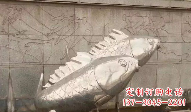 广西不锈钢喷泉鱼雕塑美丽装点城市