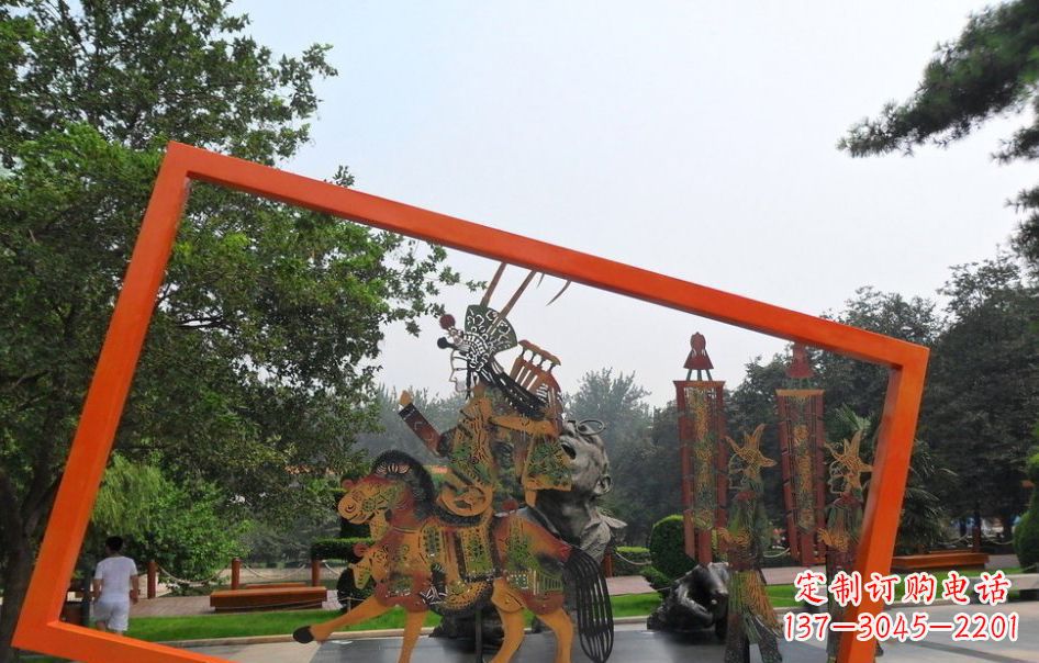 广西传承皮影戏——不锈钢皮影戏雕塑