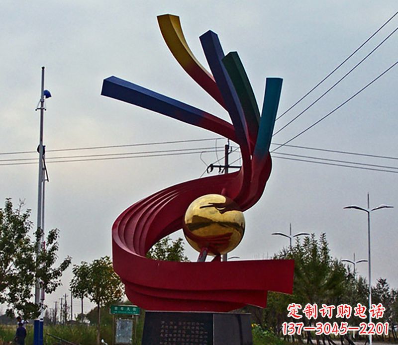 广西不锈钢飘带雕塑艺术与自然的完美结合
