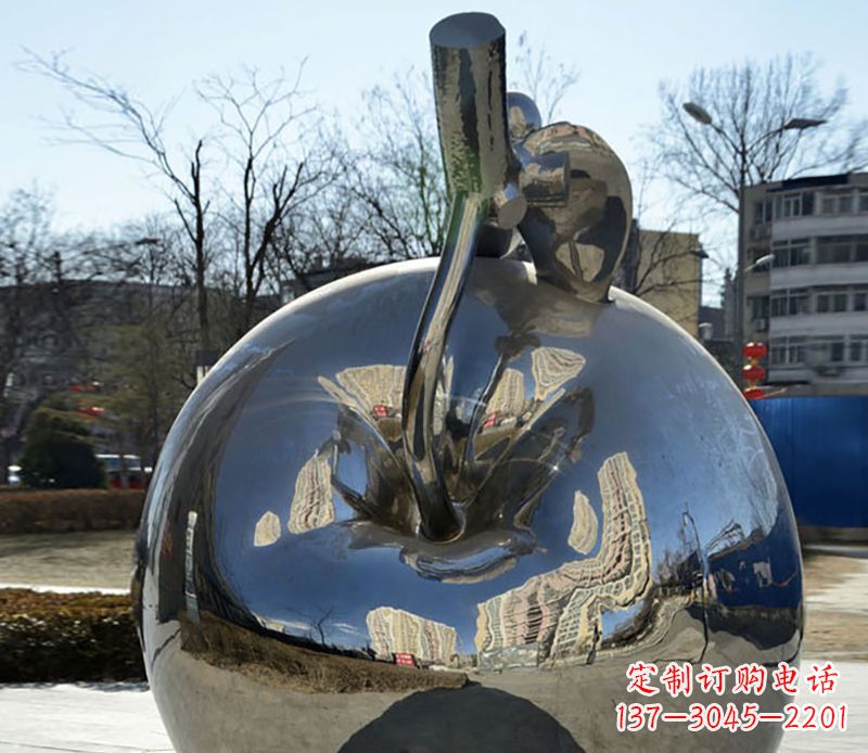 广西不锈钢苹果镜面雕塑精美绝伦