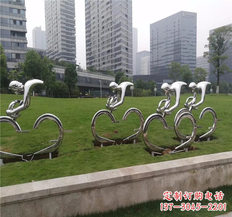 广西不锈钢自行车雕塑美丽的艺术绽放
