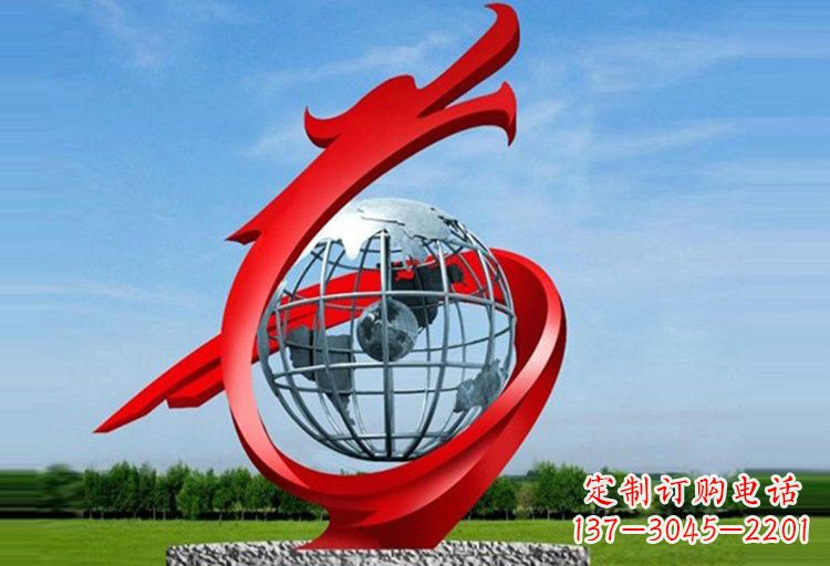 广西不锈钢地球雕塑精美雕塑饰以美丽世界