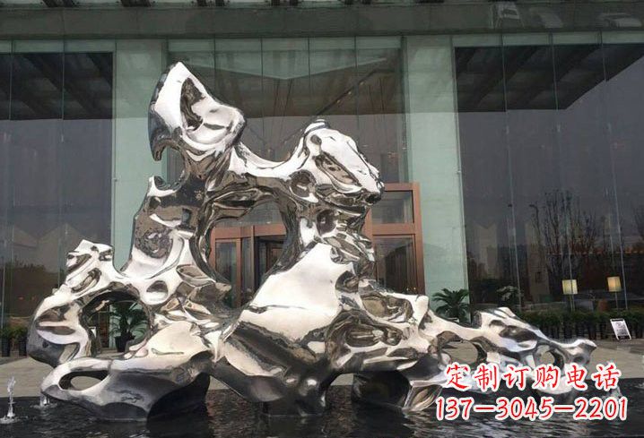广西精美太湖石雕塑,不锈钢企业的杰作