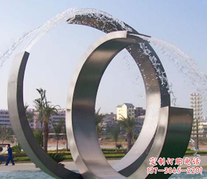 广西不锈钢情侣戒指雕塑象征爱情的永恒之物