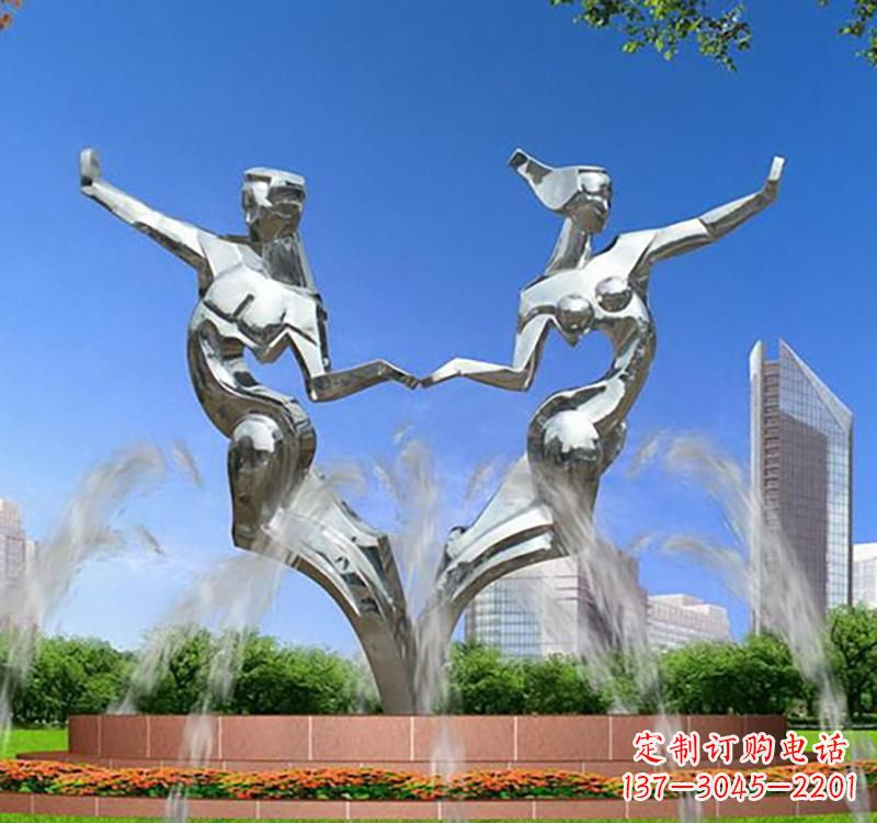 广西不锈钢情侣雕塑浪漫永恒的象征
