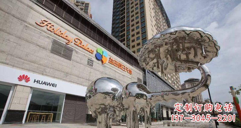 广西不锈钢门前的大象雕塑