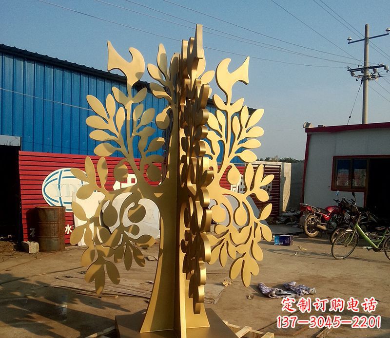 广西不锈钢树叶园林景观雕塑——美妙绝伦的艺术之作