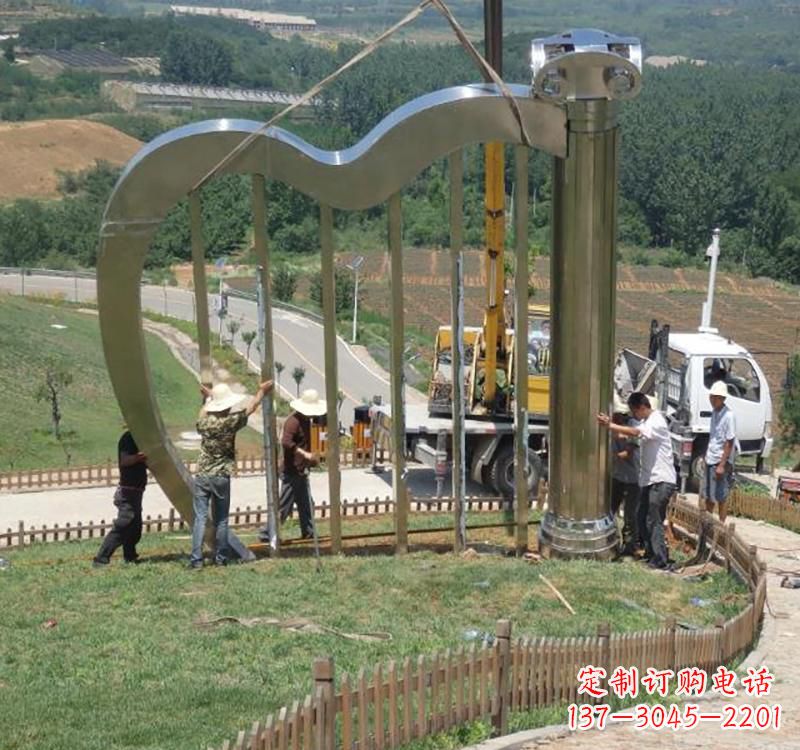 广西音乐美学不锈钢竖琴雕塑