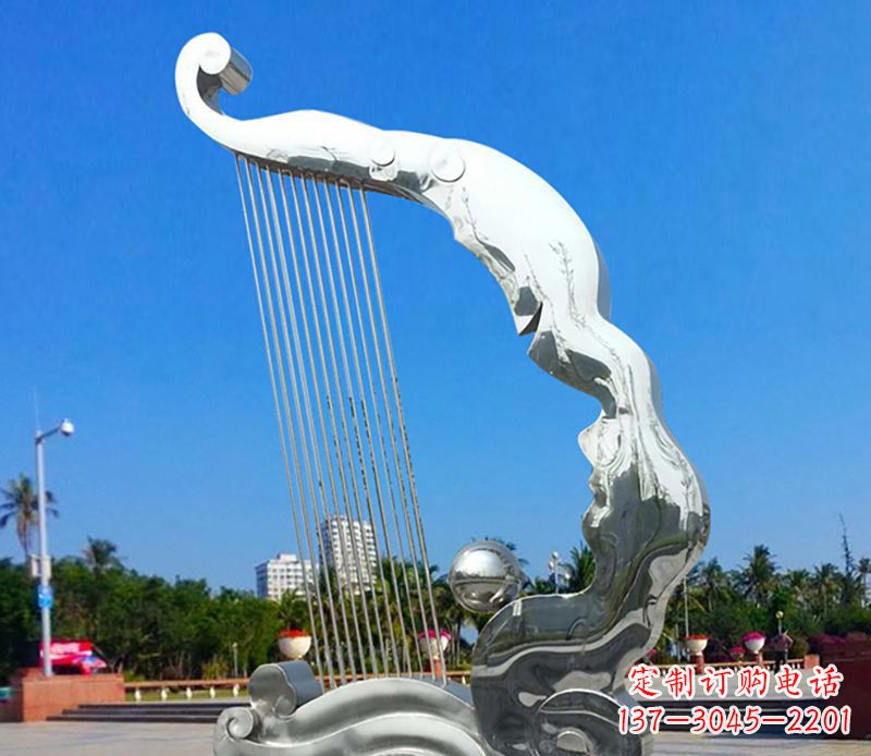 广西不锈钢竖琴雕塑——传承古典音乐之美
