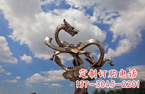 广西不锈钢双龙戏珠雕塑——千古传说的艺术瑰宝