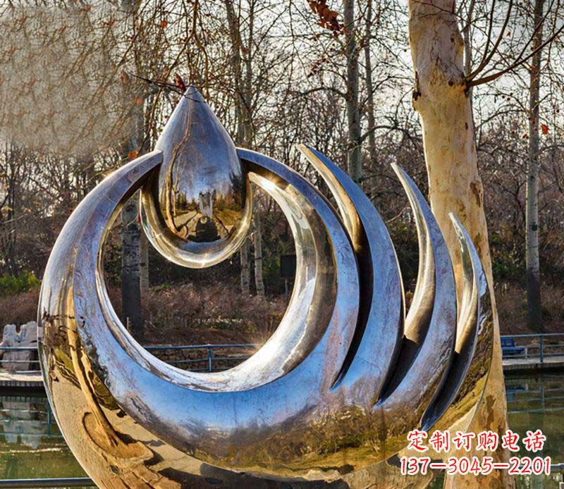 广西不锈钢水滴雕塑给园林带来流动的美