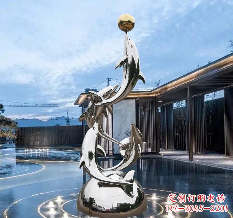 广西海豚的优雅身姿——不锈钢水景雕塑