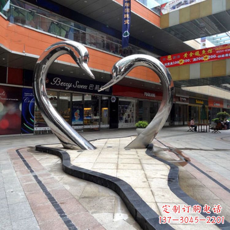 广西不锈钢天鹅爱情雕塑把浪漫永恒的爱情永久凝固