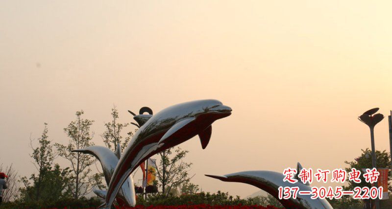 广西不锈钢海豚雕塑跳跃的美丽
