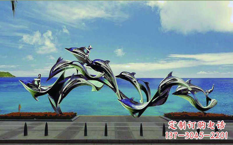 广西不锈钢海豚广场雕塑——精致而又活泼