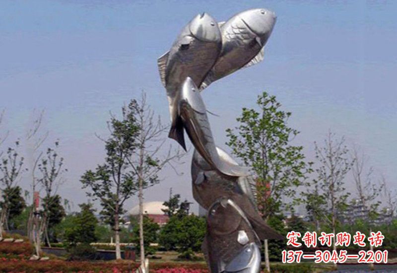 广西不锈钢跳跃的鲤鱼雕塑