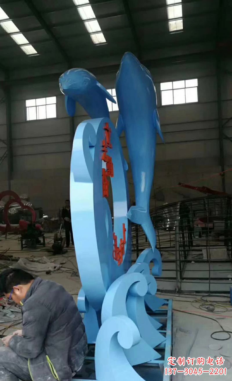 广西不锈钢海豚雕塑精致优雅的艺术品