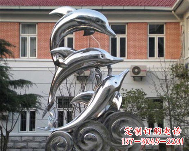广西不锈钢海豚雕塑跳跃的海洋精灵